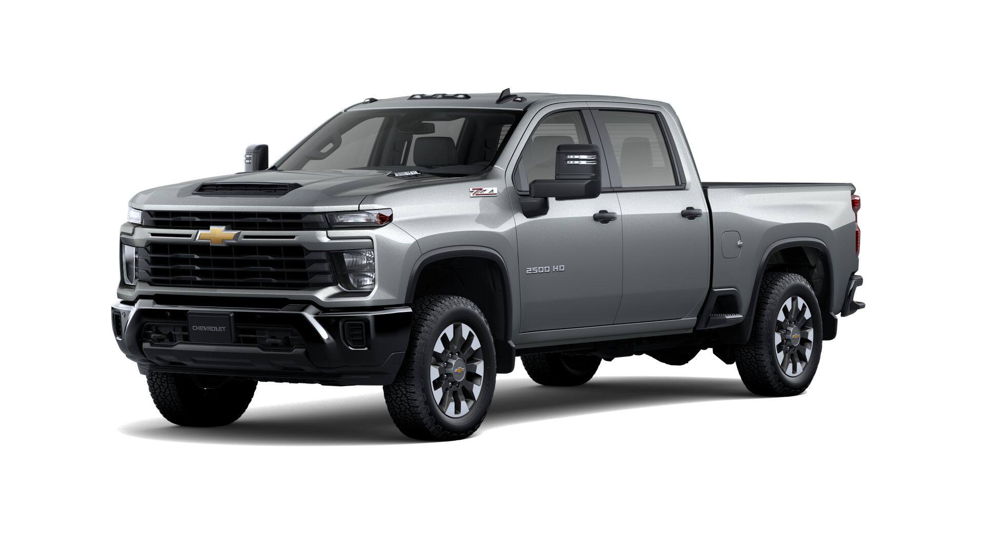 2026 Chevrolet Silverado 2500 HD Custom in Sterling Gray Metallic — front three-quarter view