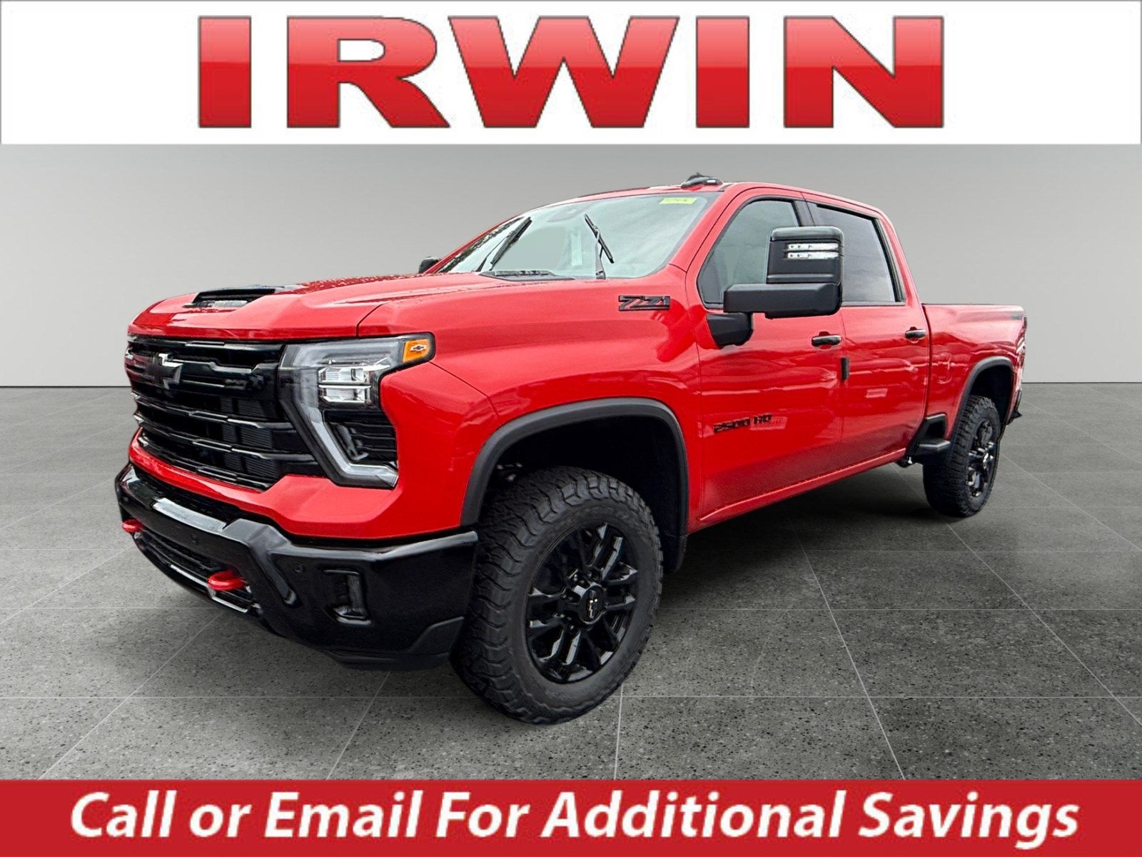 2026 Chevrolet Silverado 2500 HD LT in Red Hot — front three-quarter view